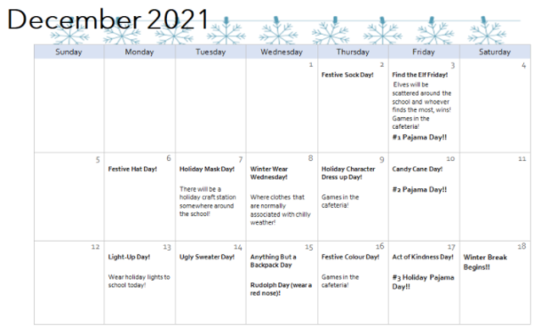 CSS Winter Calendar of Events